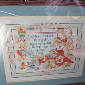 Bucilla Children Add Love Birth Record Cross Stitch Kit Grandchildren Babies New